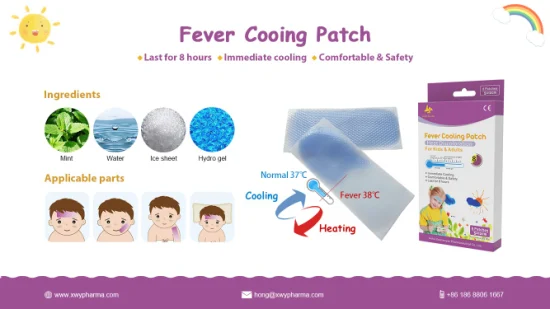 Descoloração por calor de produto de atacado de personalização básica Adesivo de resfriamento de febre de hidrogel para crianças