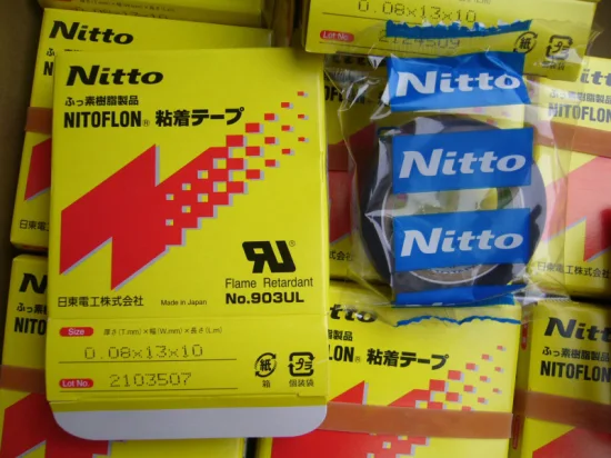 Nitto 903 Fita à base de filme de Politetrafluoretileno (PTFE) de face única, Fita de silicone resistente a altas temperaturas